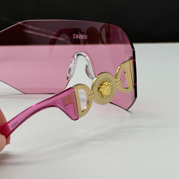 NEW VE2258 1002/84 VERSACE MOD 2258 1002/84 PINK VE2258 100284 SHIELD SUNGLASSES - Picture 8 of 11